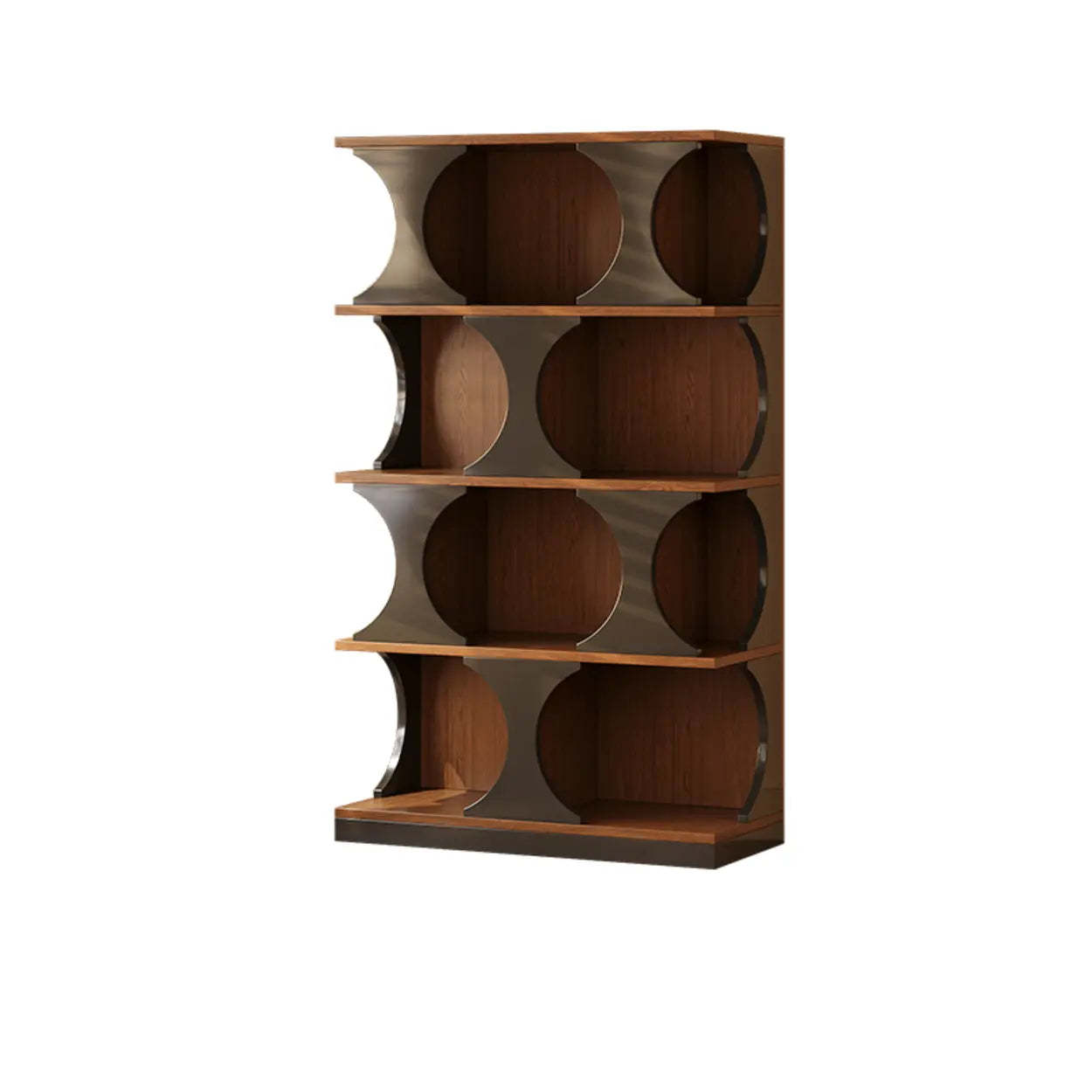 Mid-Century Geometric Brown Wood Bookshelf