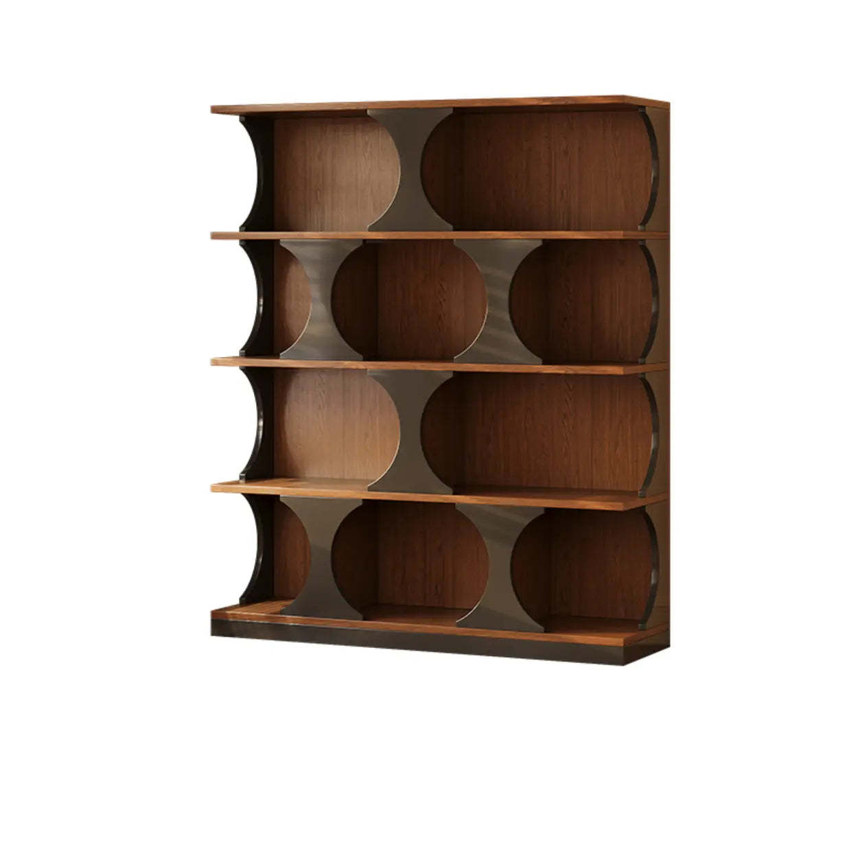 Mid-Century Geometric Brown Wood Bookshelf