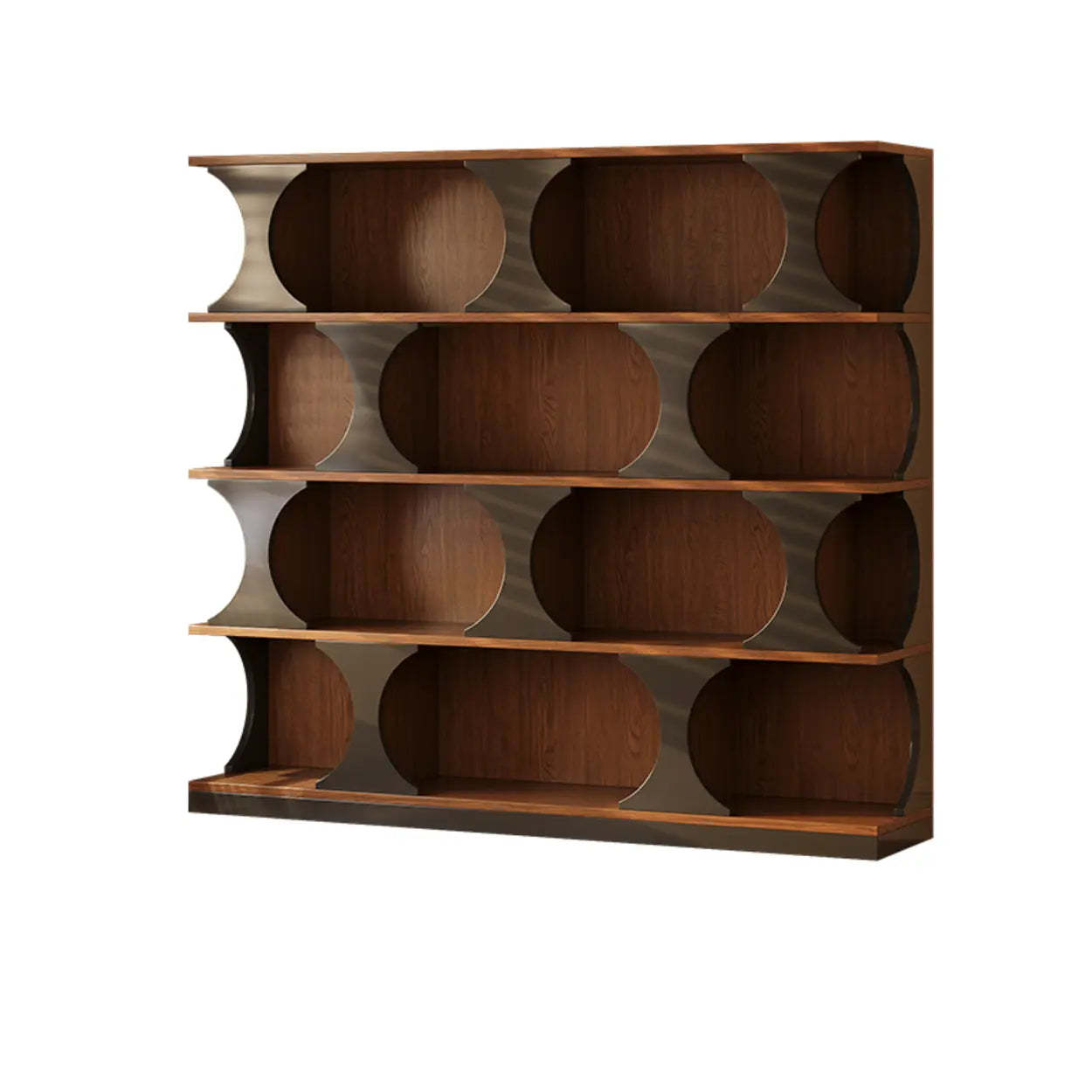 Mid-Century Geometric Brown Wood Bookshelf