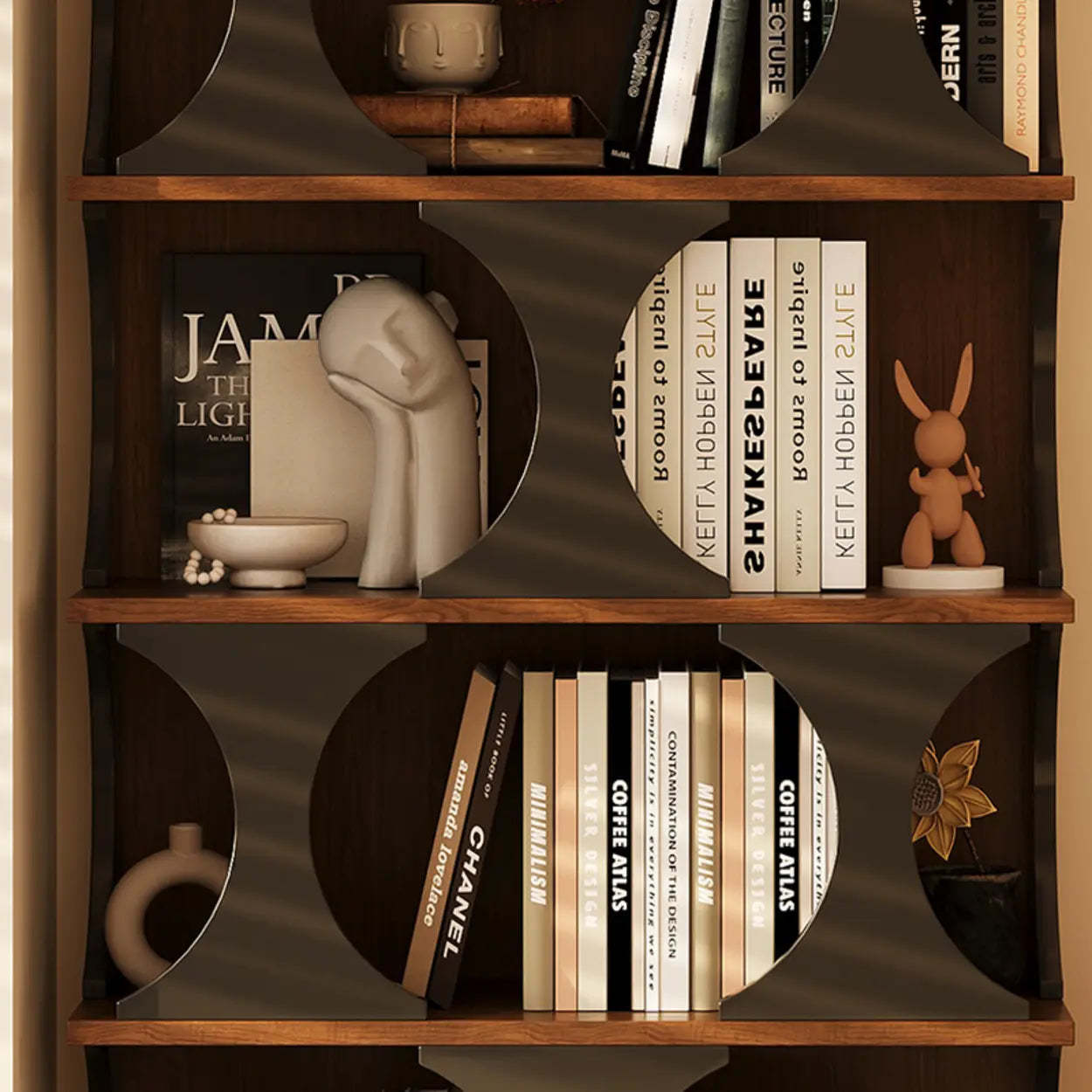 Mid-Century Geometric Brown Wood Bookshelf