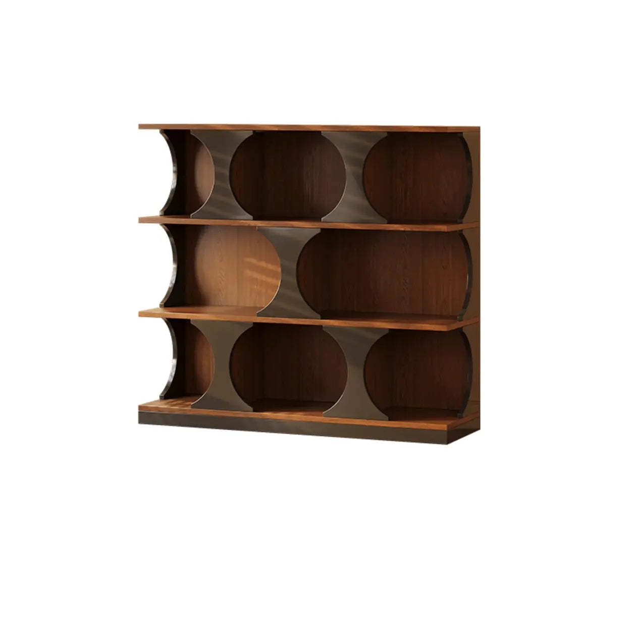 Mid-Century Geometric Brown Wood Bookshelf