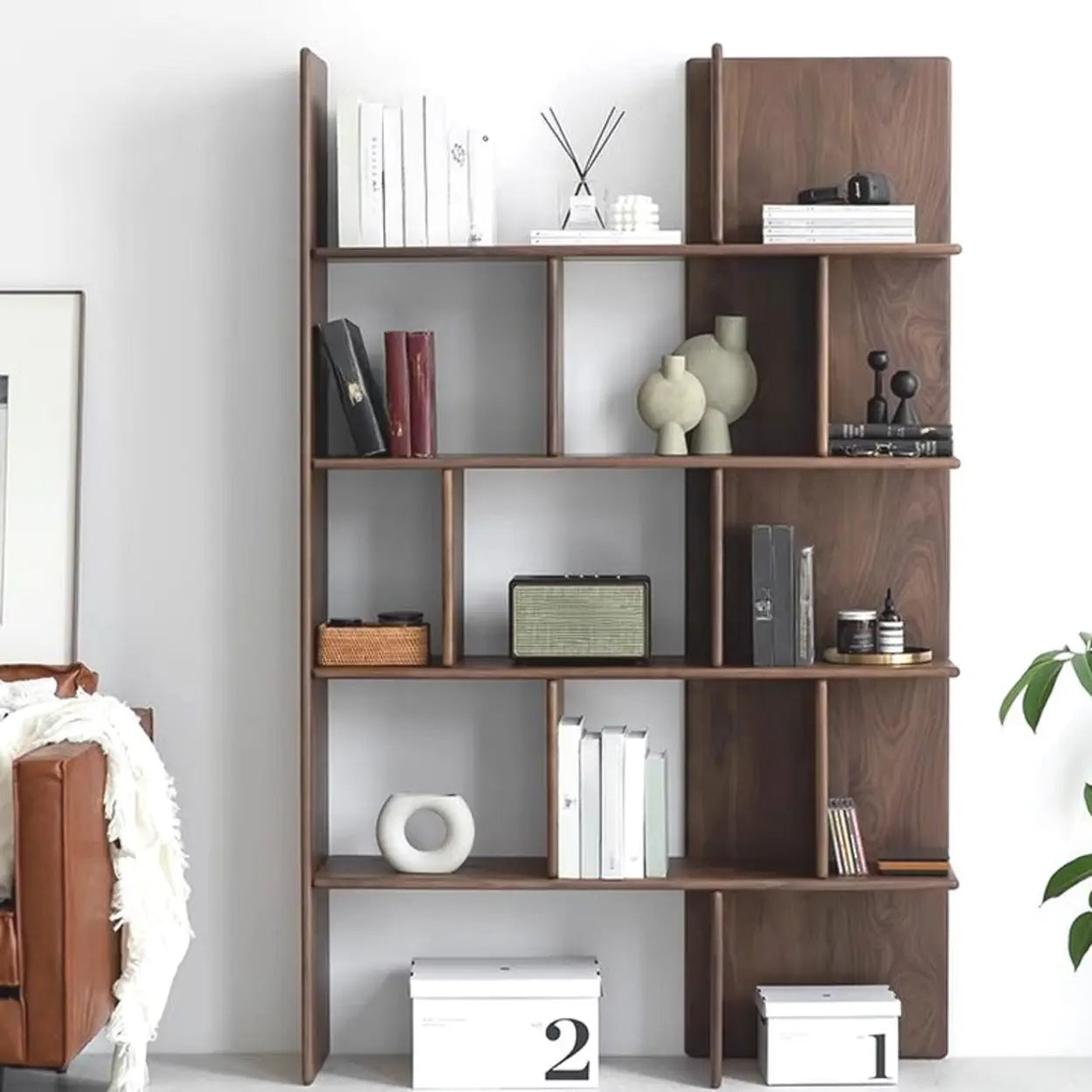 Mid-Century Open Back Wood Bookshelf
