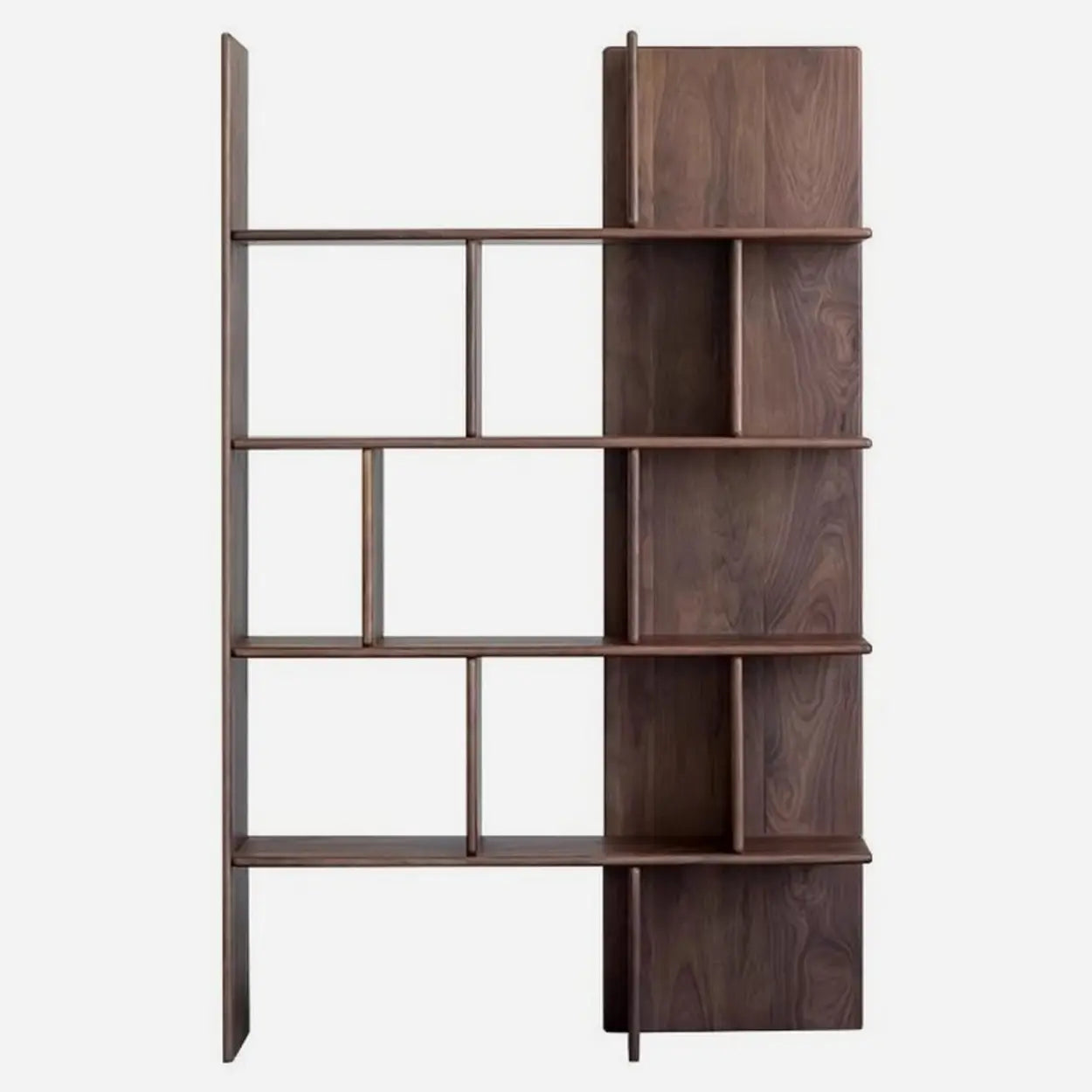 Mid-Century Open Back Wood Bookshelf — Red Oak