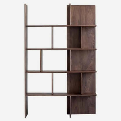 Mid-Century Open Back Wood Bookshelf — Red Oak