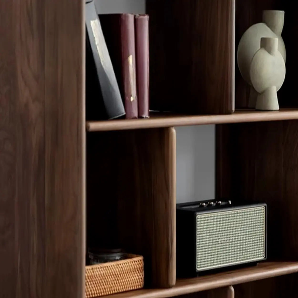Mid-Century Open Back Wood Bookshelf