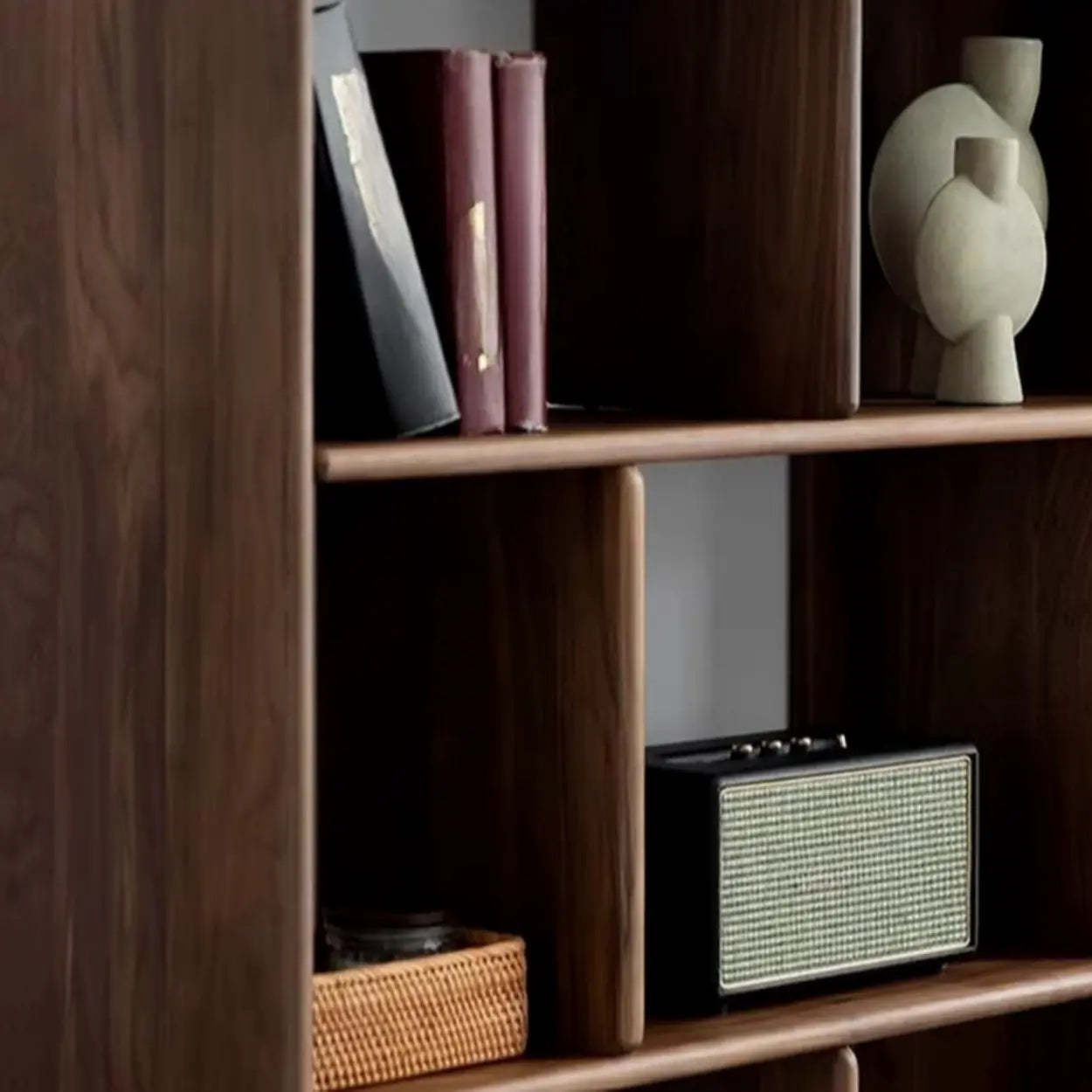 Mid-Century Open Back Wood Bookshelf