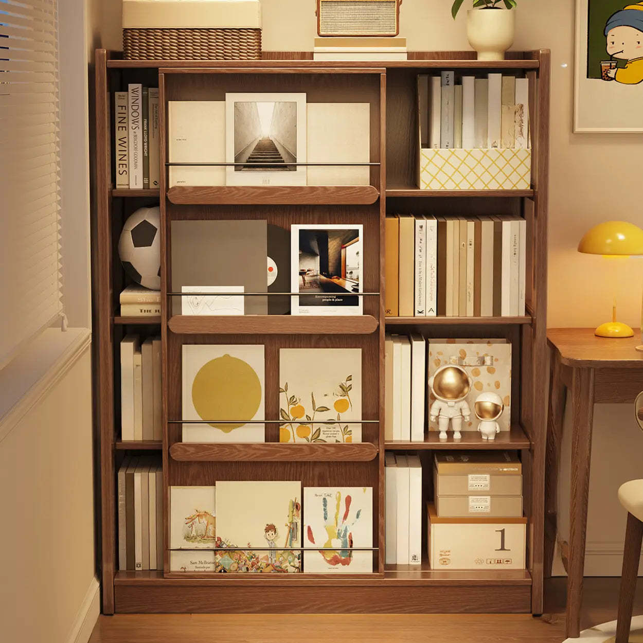 Lighom modern sliding tiered wood leather fabric display cabinets