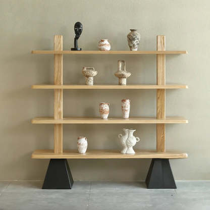Mid-Century Wood Tiered Open Back Bookshelf