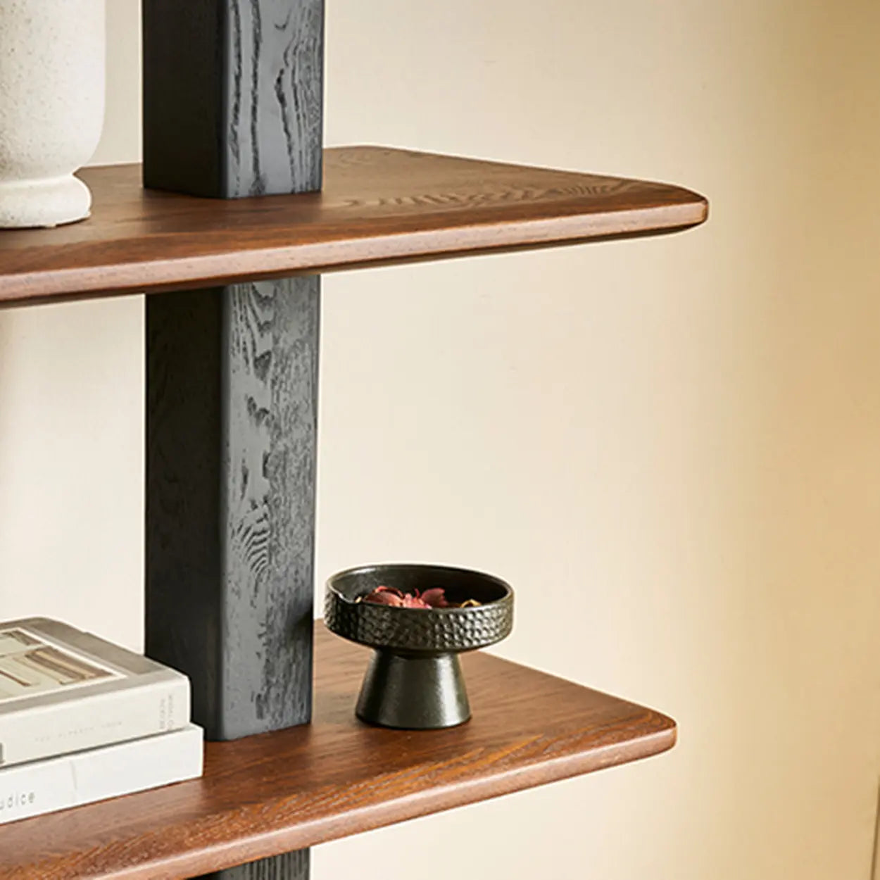 Mid-Century Wood Tiered Open Back Bookshelf