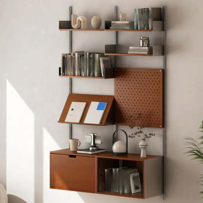 Mid-Century Wall-Mounted Bookshelf Cabinet