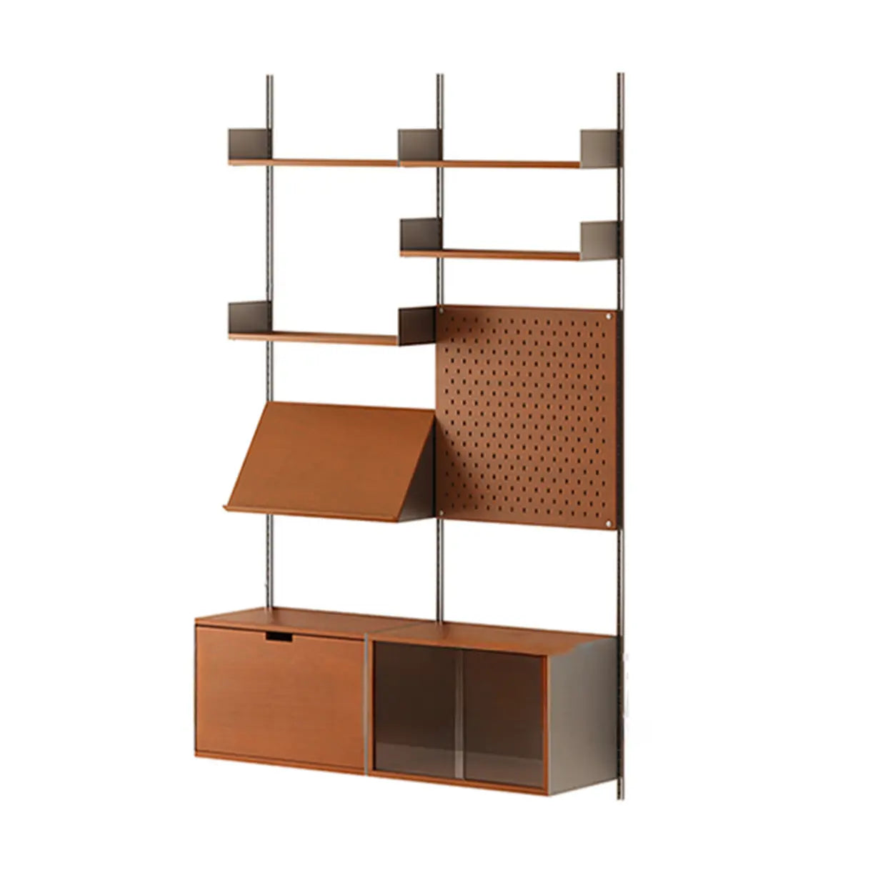 Mid-Century Wall-Mounted Bookshelf Cabinet