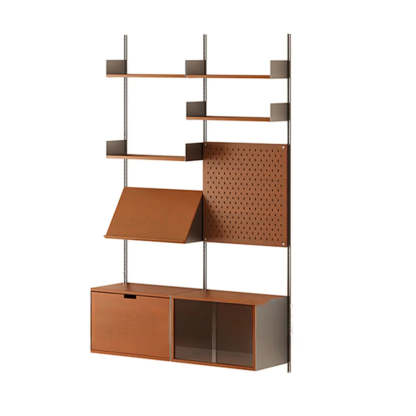 Mid-Century Wall-Mounted Bookshelf Cabinet