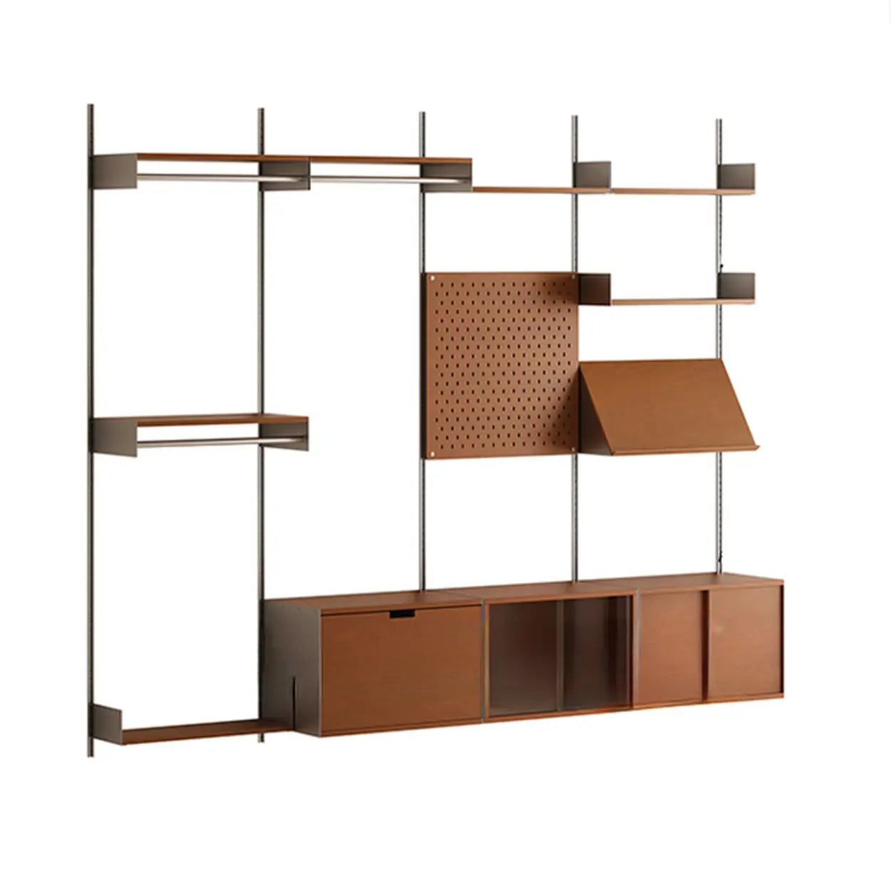 Mid-Century Wall-Mounted Bookshelf Cabinet