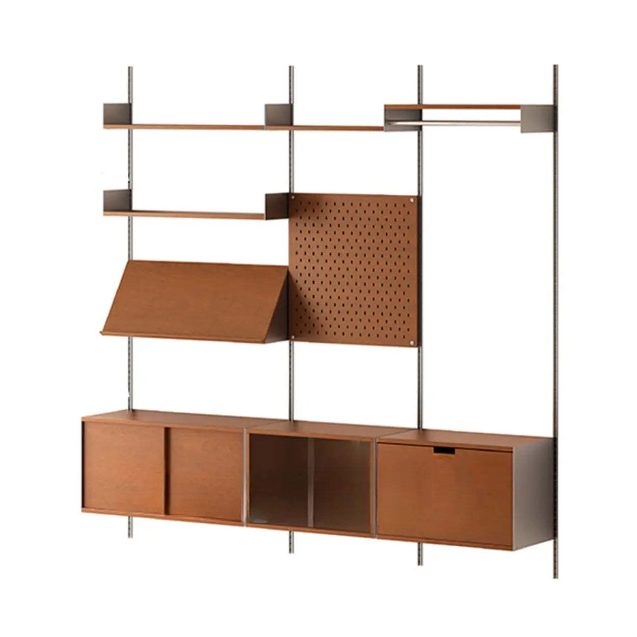Mid-Century Wall-Mounted Bookshelf Cabinet