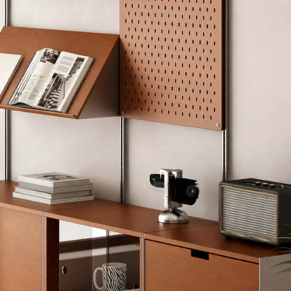 Mid-Century Wall-Mounted Bookshelf Cabinet