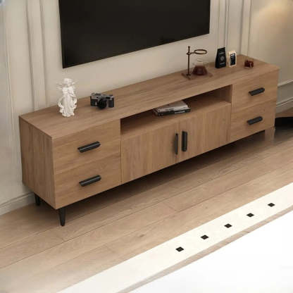 Mid-Century Walnut TV Stand with Black Top