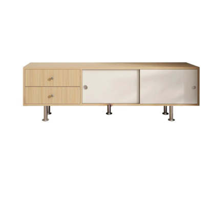 Mid-Century Walnut and White TV Stand with Storage