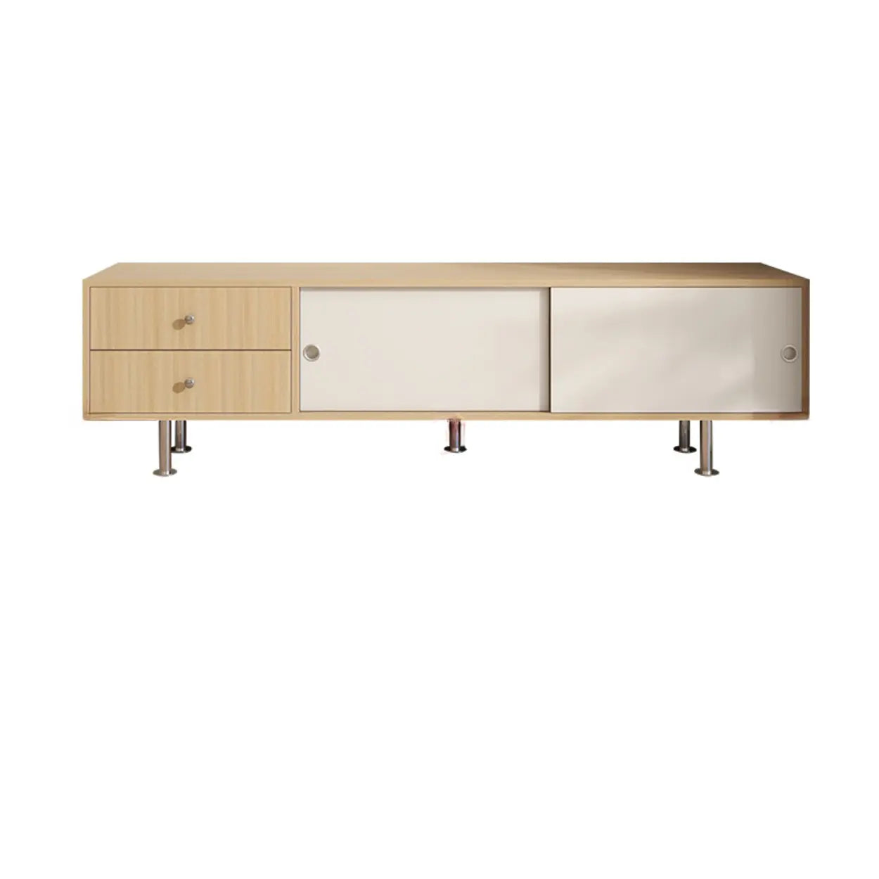 Mid-Century Walnut and White TV Stand with Storage