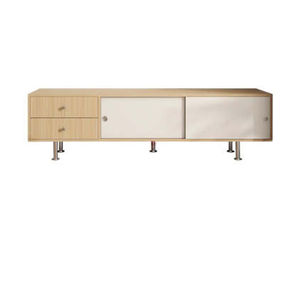 Mid-Century Walnut and White TV Stand with Storage