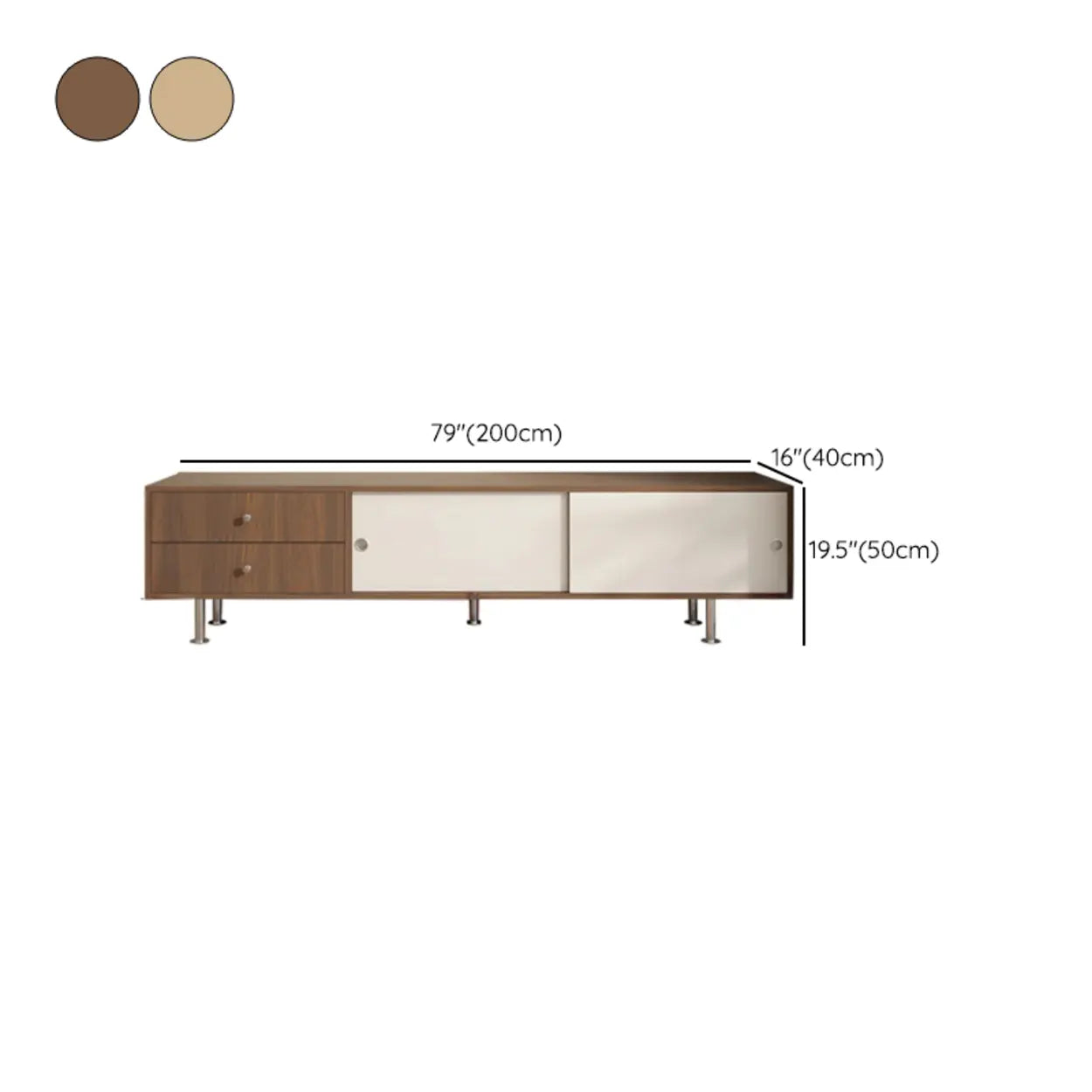 Mid-Century Walnut and White TV Stand with Storage