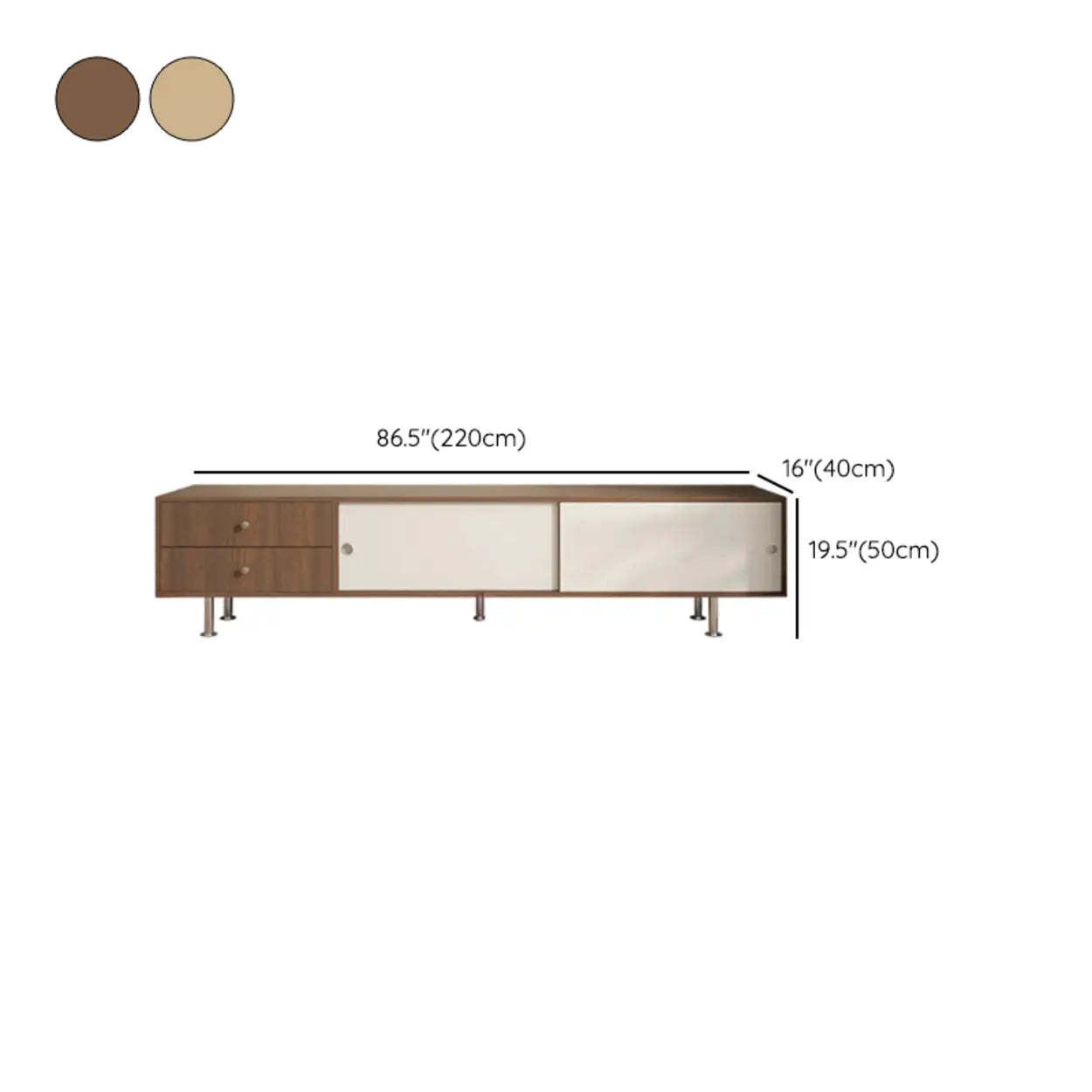 Mid-Century Walnut and White TV Stand with Storage