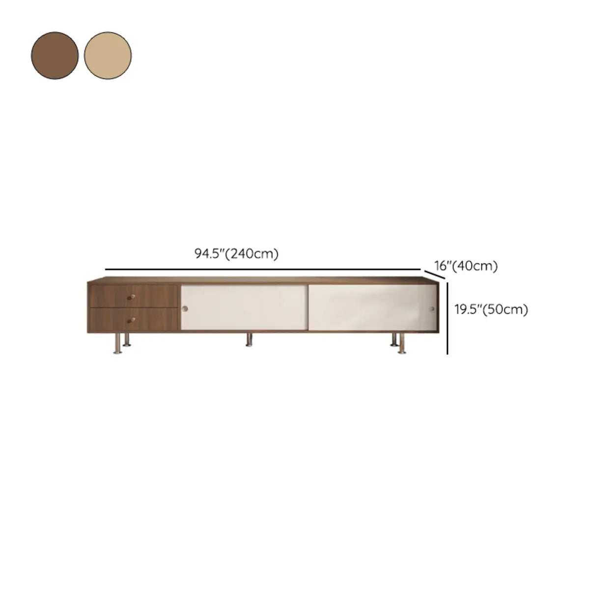 Mid-Century Walnut and White TV Stand with Storage