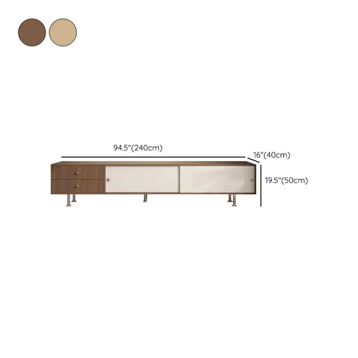 Mid-Century Walnut and White TV Stand with Storage
