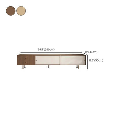 Mid-Century Walnut and White TV Stand with Storage
