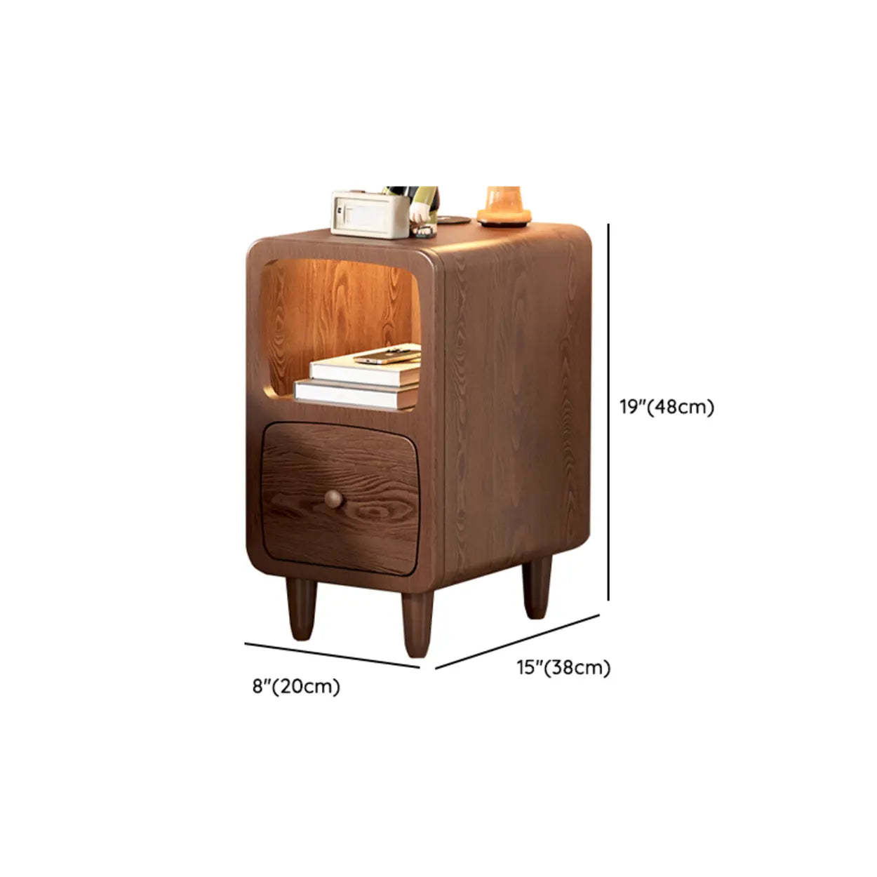 Mid-Century Wood Nightstand with Drawer