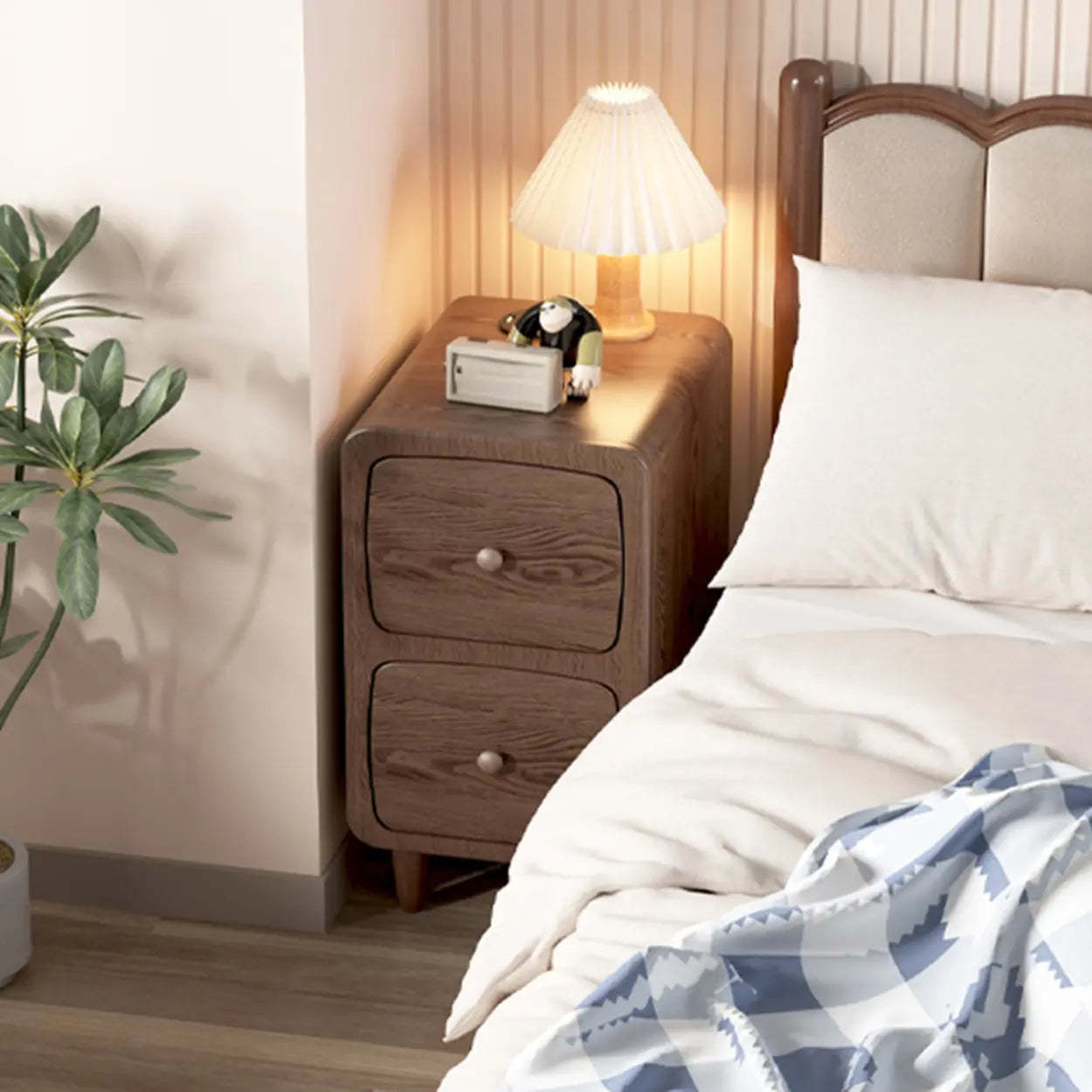 Mid-Century Wood Nightstand with Drawer
