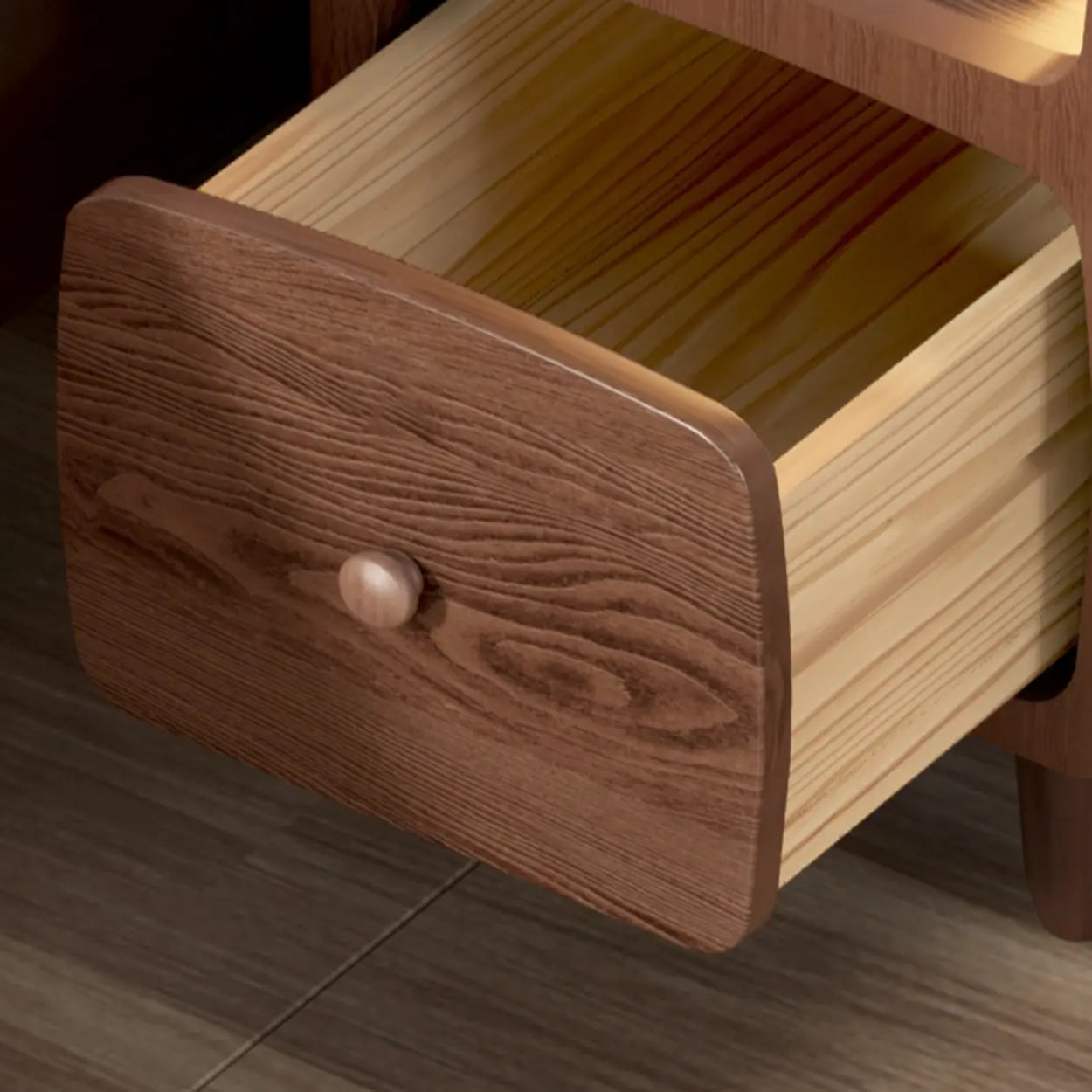 Mid-Century Wood Nightstand with Drawer