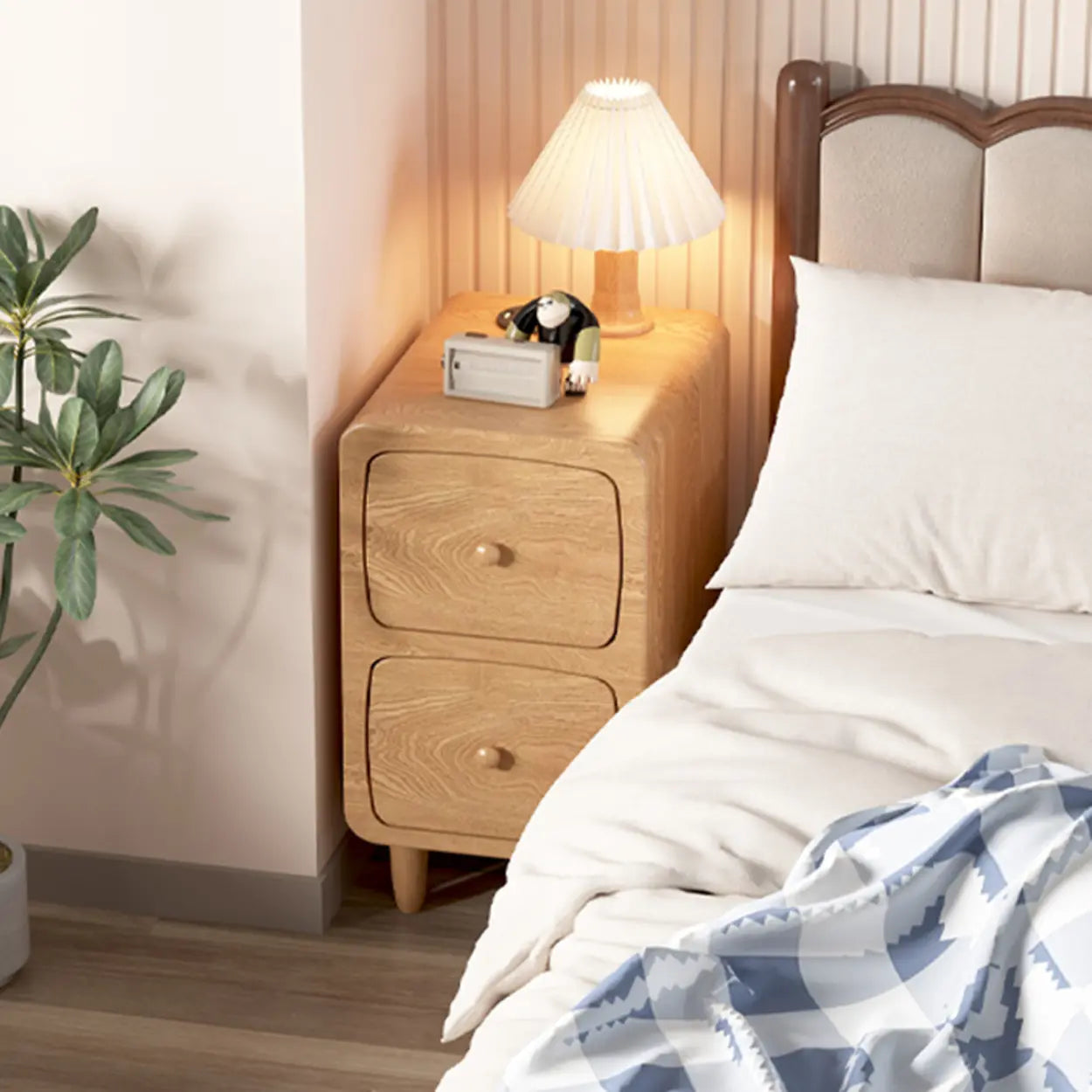 Mid-Century Wood Nightstand with Drawer