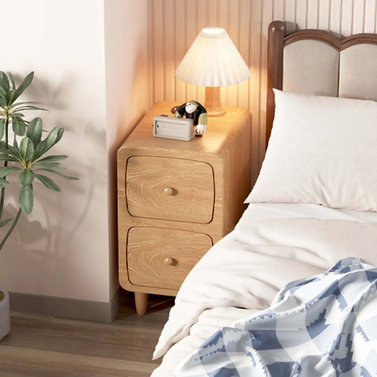 Mid-Century Wood Nightstand with Drawer