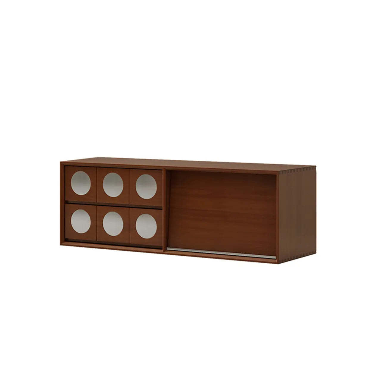 Mid-Century Walnut Wood TV Stand with Storage — Vintage Color