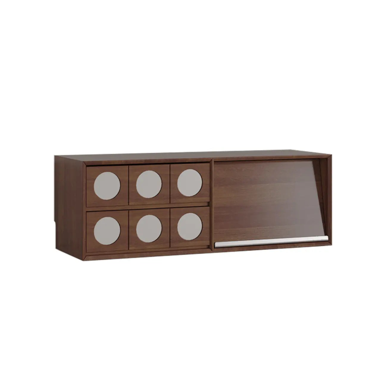 Mid-Century Walnut Wood TV Stand with Storage