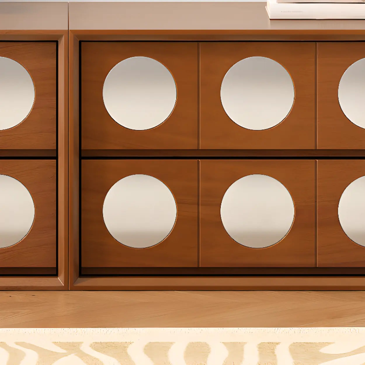 Mid-Century Walnut Wood TV Stand with Storage