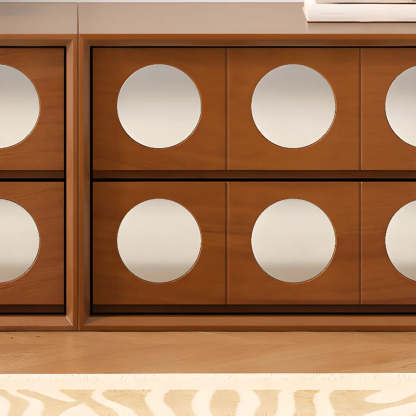 Mid-Century Walnut Wood TV Stand with Storage
