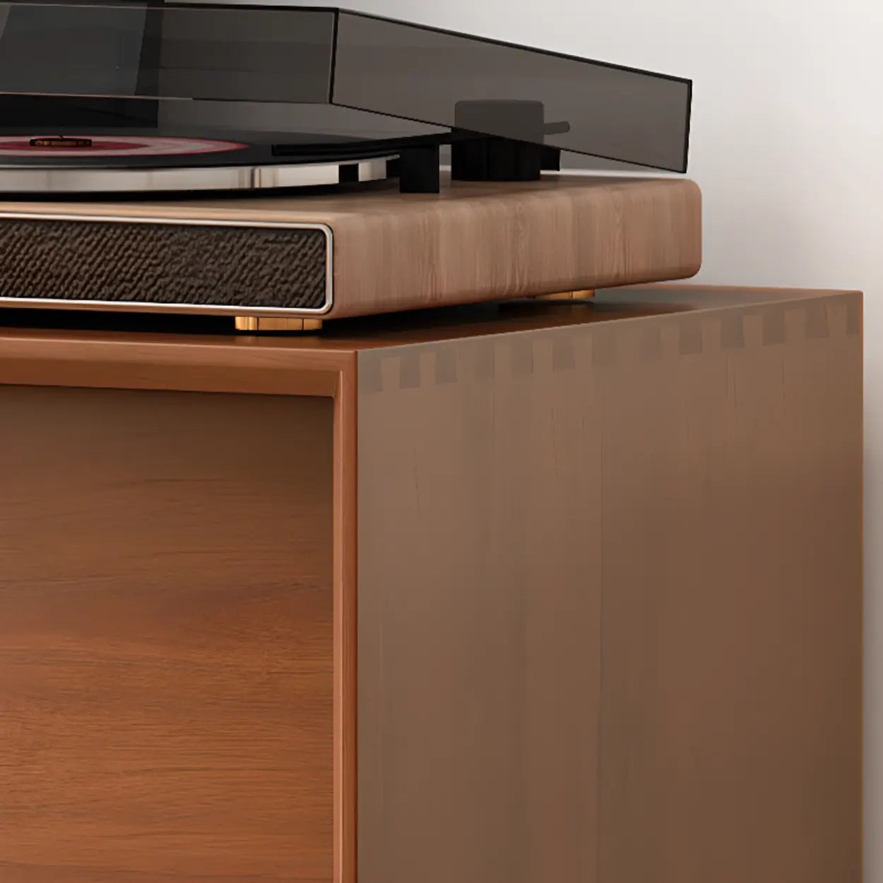 Mid-Century Walnut Wood TV Stand with Storage