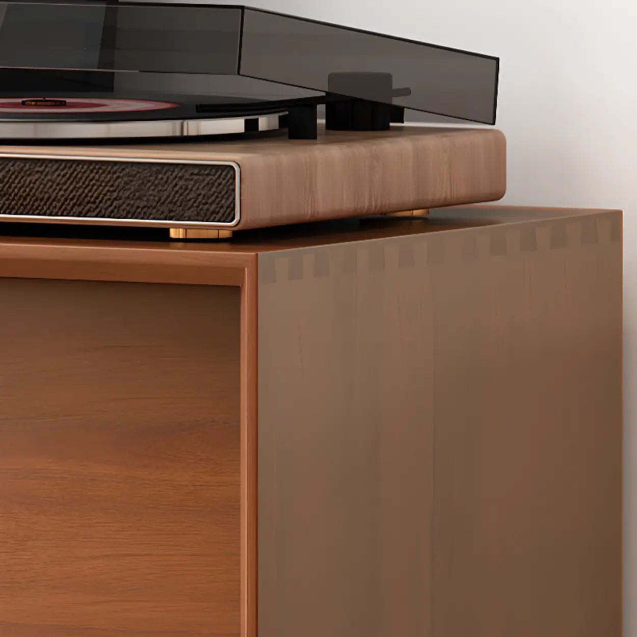 Mid-Century Walnut Wood TV Stand with Storage