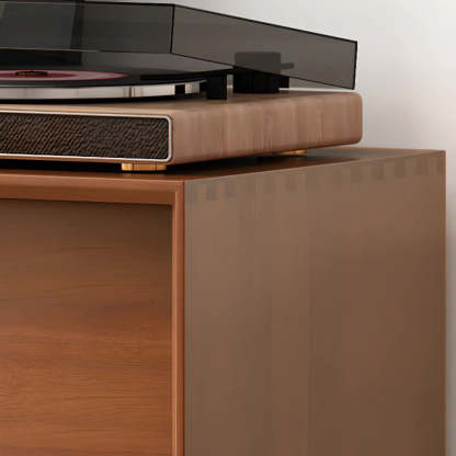 Mid-Century Walnut Wood TV Stand with Storage