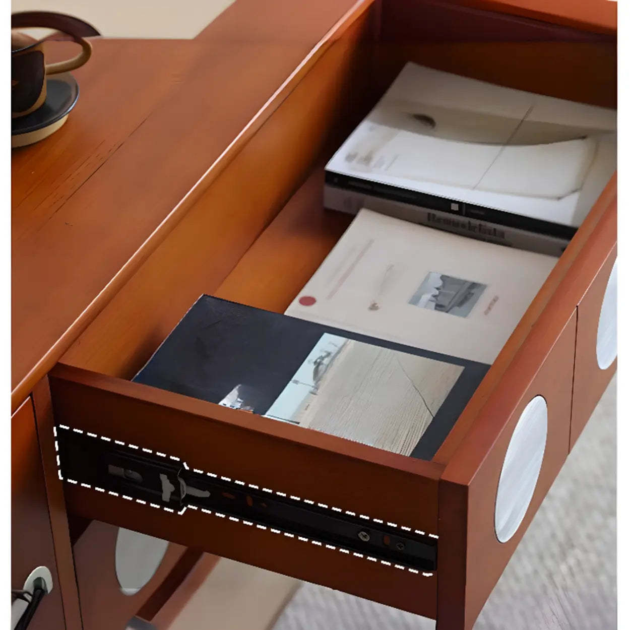 Mid-Century Walnut TV Stand with Sliding Doors