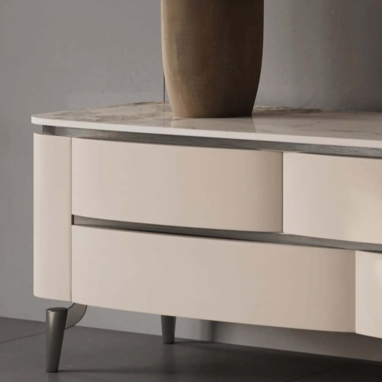 Mid-Century Walnut Wood TV Stand with Storage — Nut-Brown
