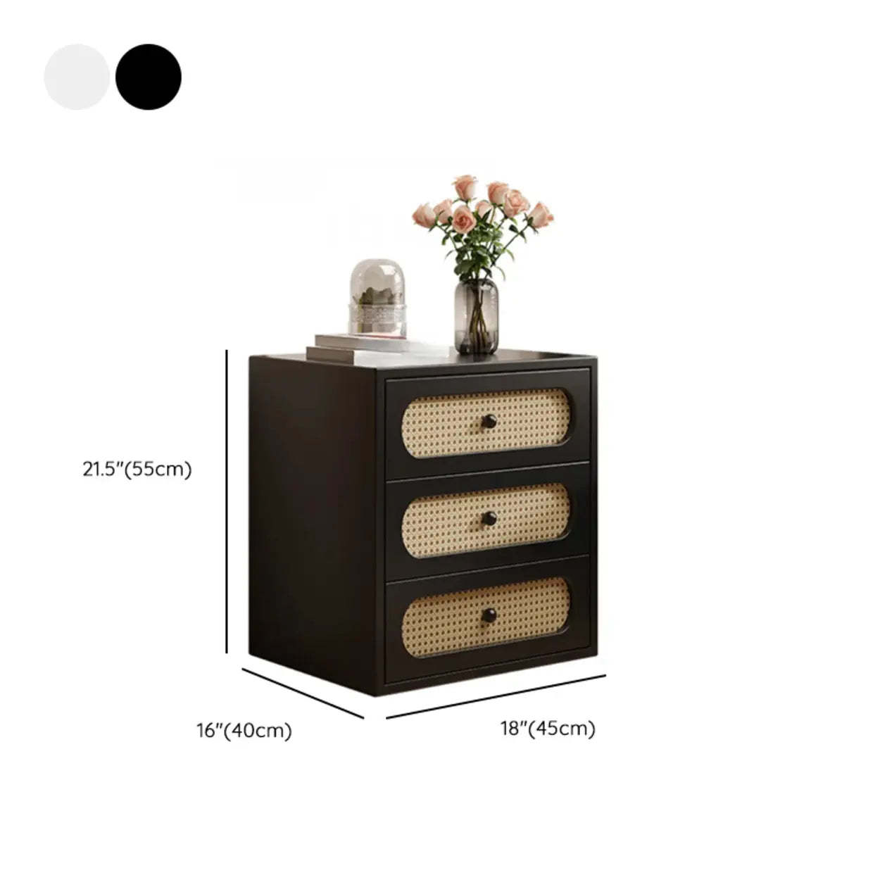 Mid-Century White Wood Nightstand with Drawers