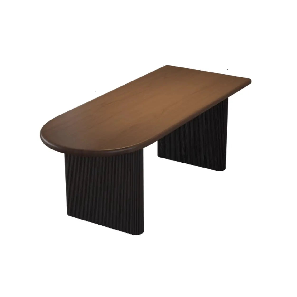 Mid-Century Brown Wood Oval Dining Table — Table Only