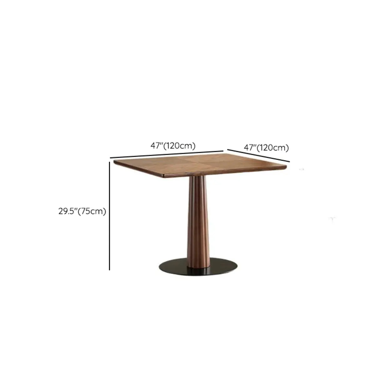 Mid-Century Wood Brown Square Dining Table