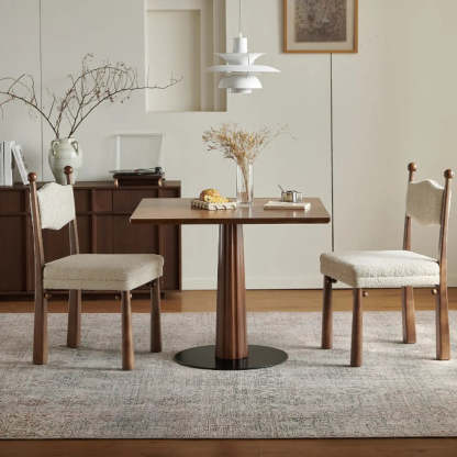 Mid-Century Wood Brown Square Dining Table — Table Only