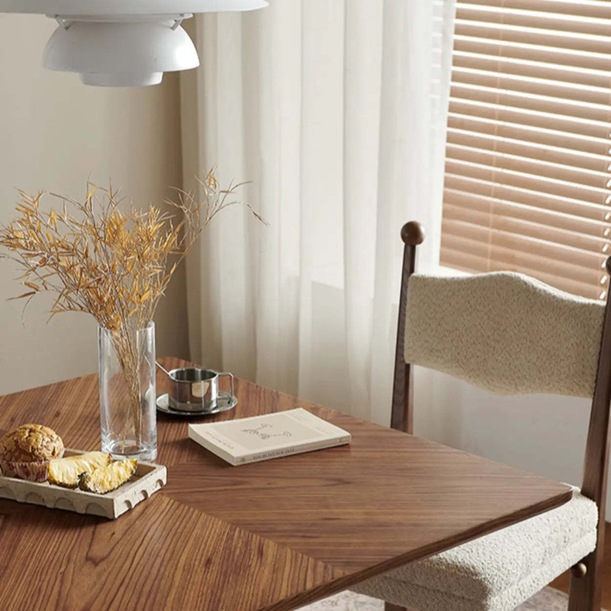 Mid-Century Wood Brown Square Dining Table — Table Only