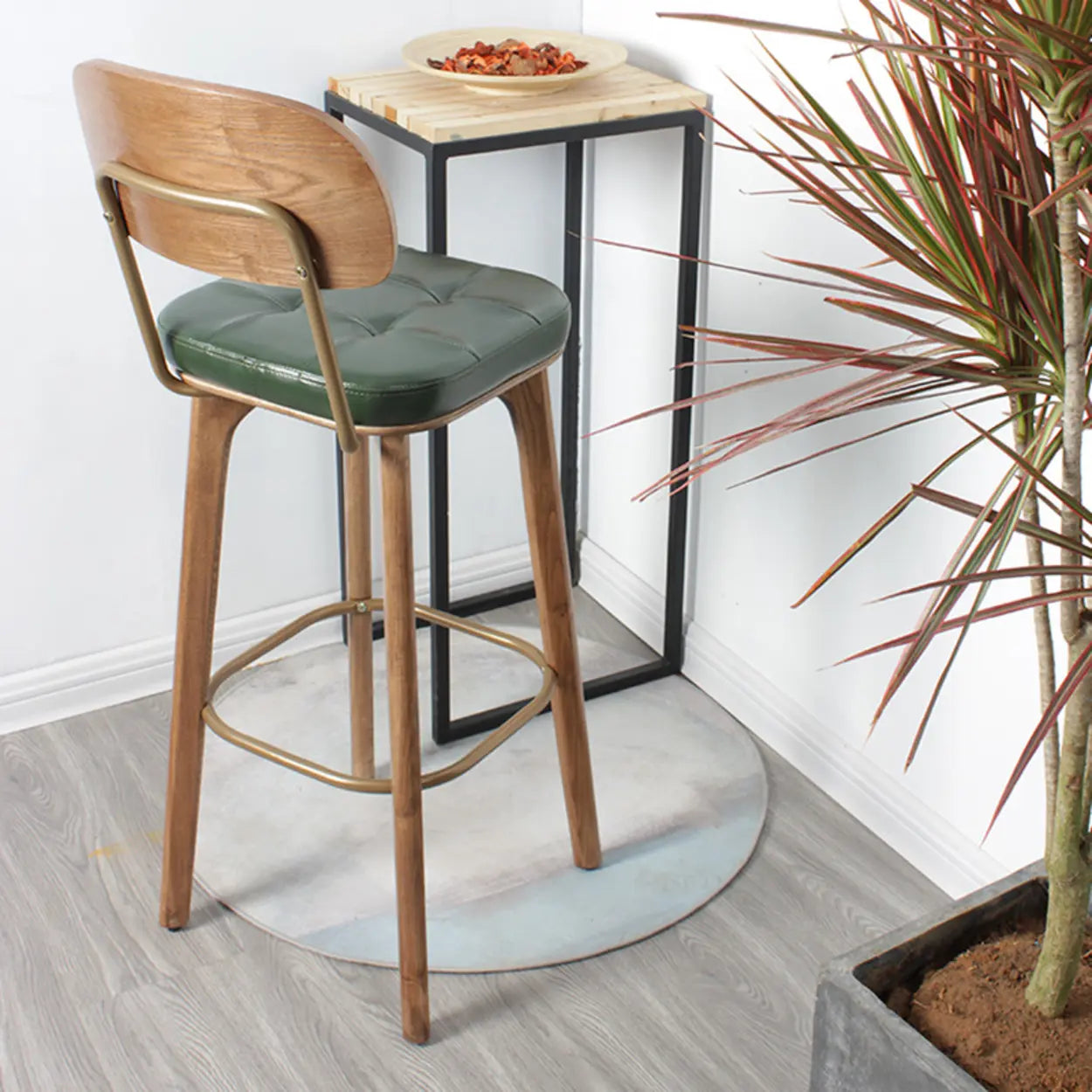 Lighom modern tufted wood bar & counter stools
