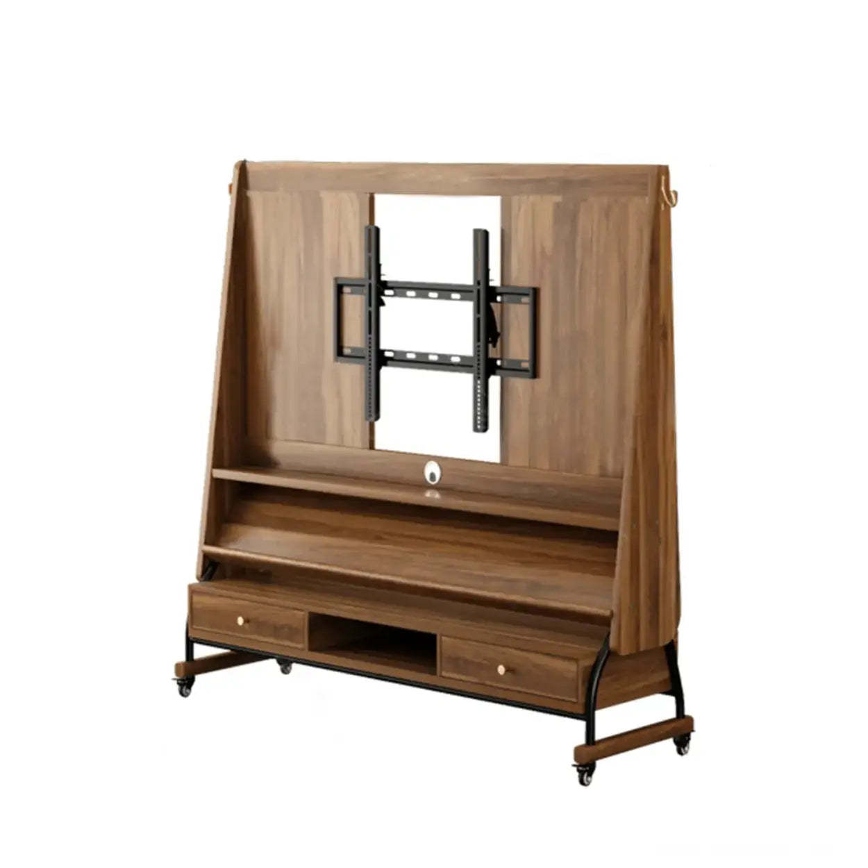 Mid-Century Wood Adjustable TV Mount Stand — Burlywood / No-drawers / 26”-50”