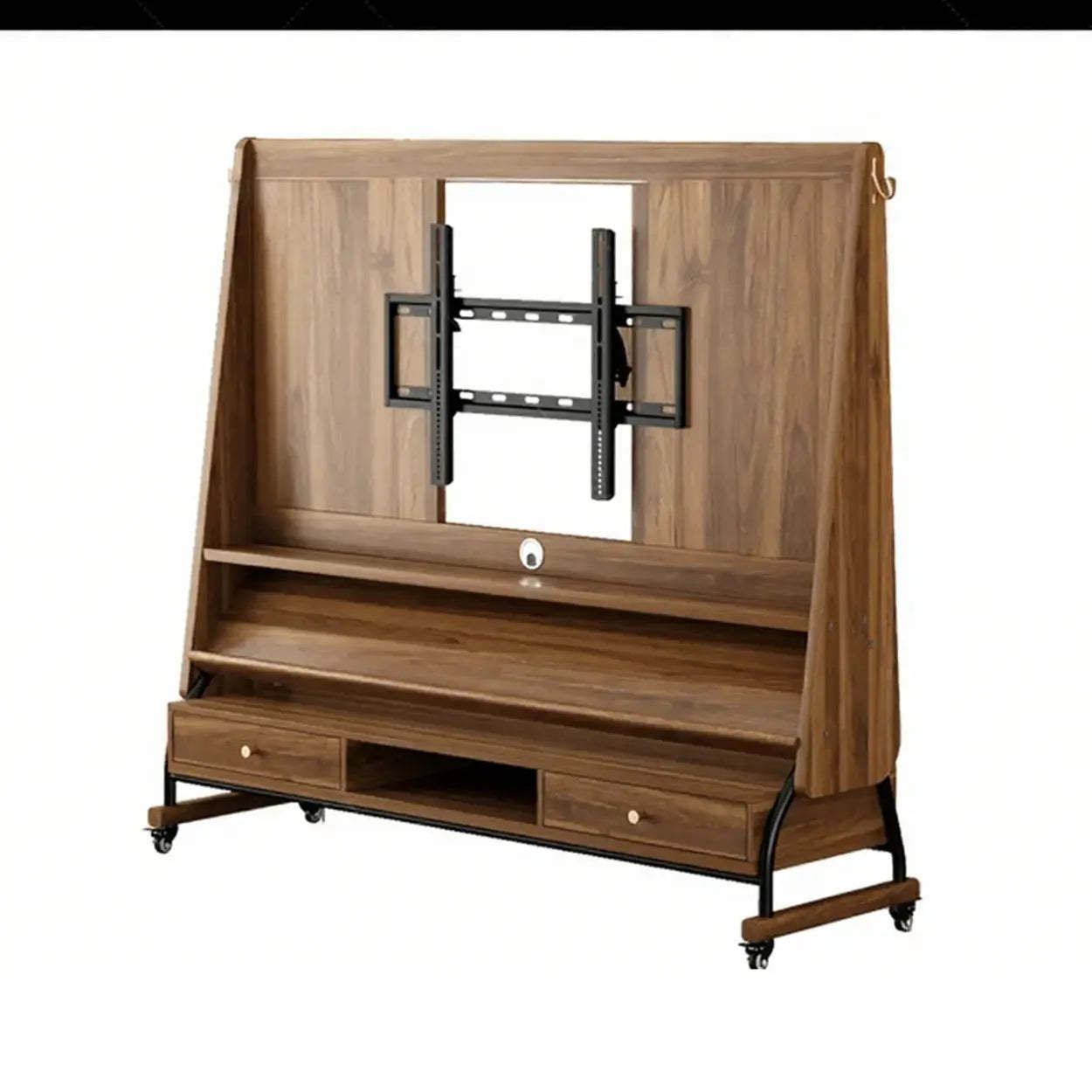 Mid-Century Wood Adjustable TV Mount Stand — Burlywood / No-drawers / 40”-65”